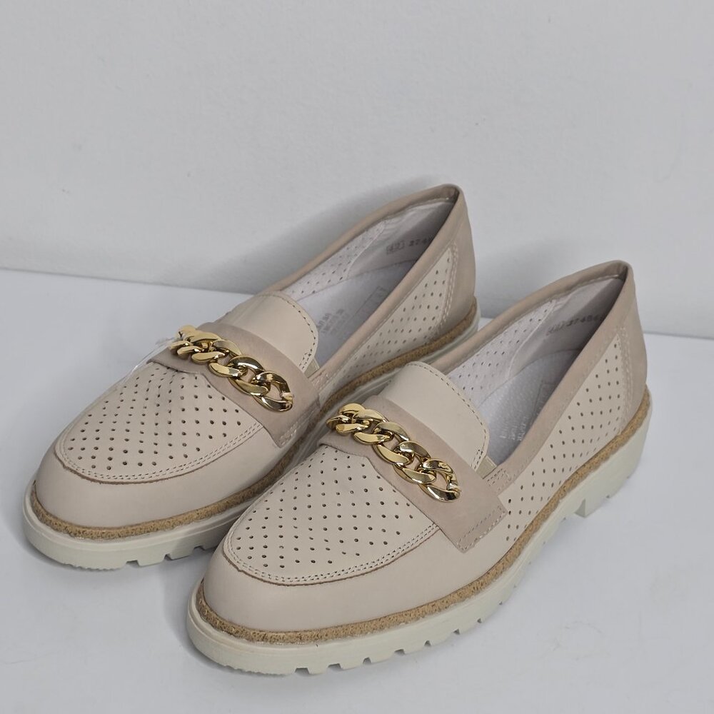 REIKER AntiStress Loafer Womens EU 42 US 10 Business Perforated Gold Chain Shoes